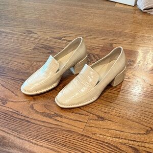 Vince Cream Croc-Embossed Loafers